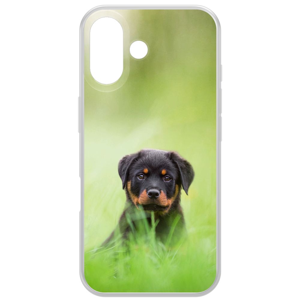 

Чехол-накладка Krutoff Clear Case Щенок ротвейлера для iPhone 16, Прозрачный