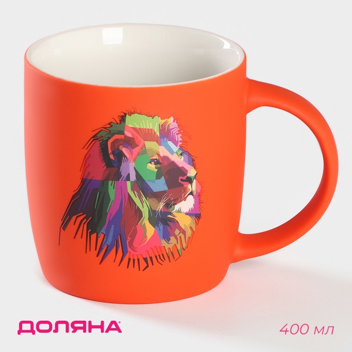 

Кружка AV Podarki 9755216 Лев 9755216, фарфоровая, 400 мл, Лев