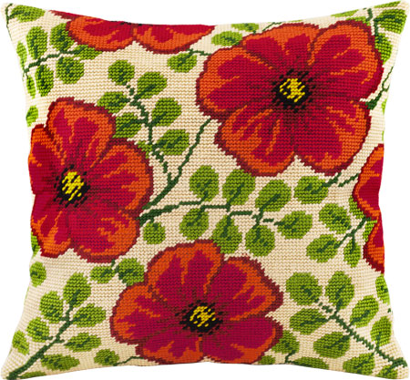 

набор для вышивания крестом подушки Красные цветы V98, 40x40 см от