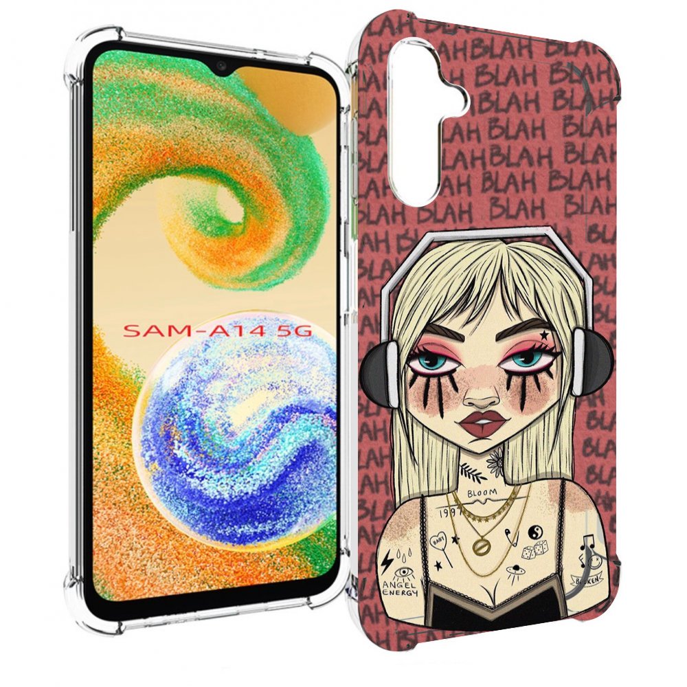 

Чехол MyPads дерзкая-девушка-в-наушниках женский для Samsung Galaxy A14 5G, Прозрачный, Tocco
