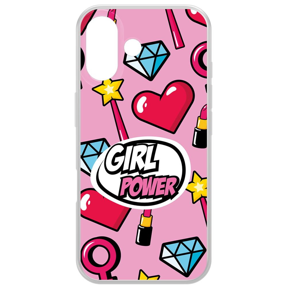 

Чехол-накладка Krutoff Clear Case Girl Power для iPhone 16, Прозрачный