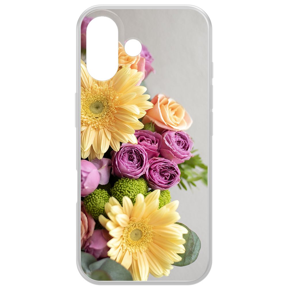 

Чехол-накладка Krutoff Clear Case Букет для iPhone 16, Прозрачный