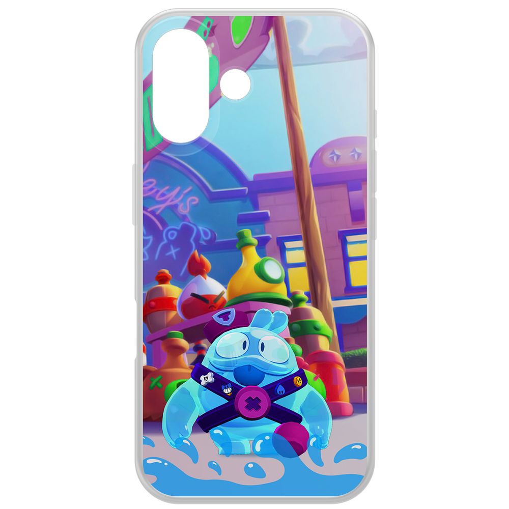 

Чехол-накладка Krutoff Clear Case Brawl Stars-Скуик для iPhone 16, Прозрачный