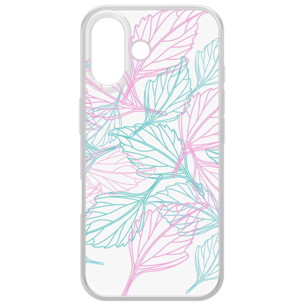 

Чехол-накладка Krutoff Clear Case Листья паттерн для iPhone 16, Прозрачный