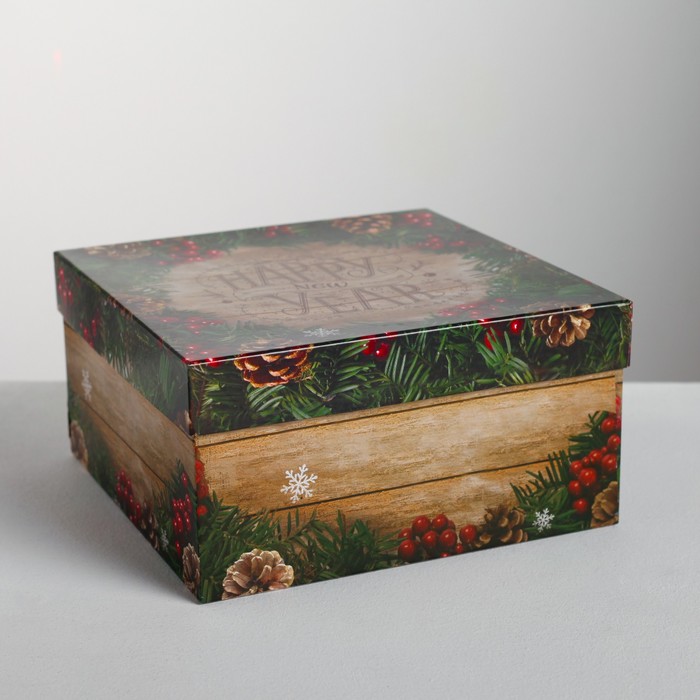

Подарочная коробка Happy New Year, 20 × 20 × 11 см