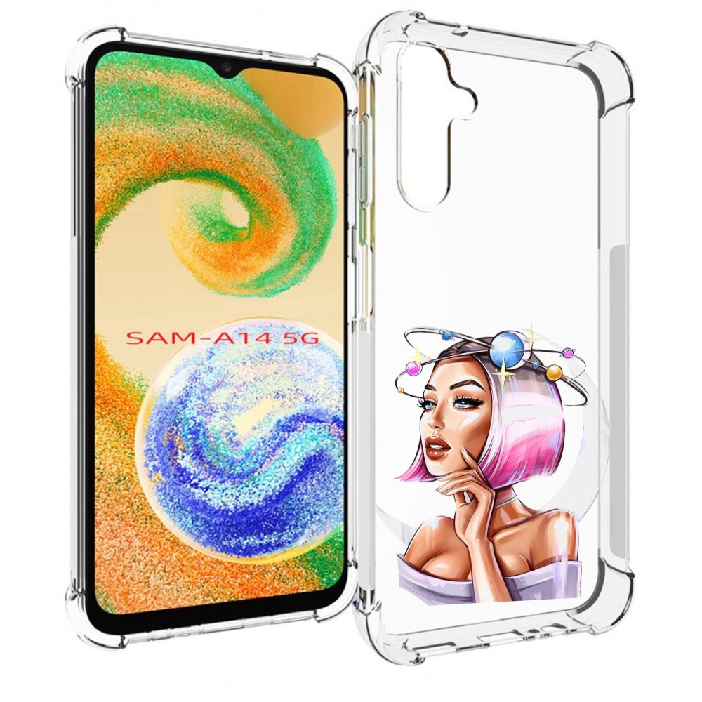 

Чехол MyPads девушка-с-планетами-на-голове женский для Samsung Galaxy A14 5G, Прозрачный, Tocco