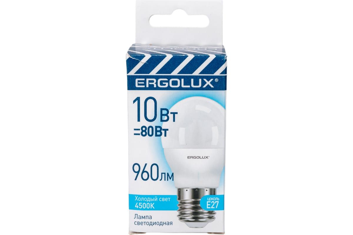 

Светодиодная лампа Ergolux LED G45 10W E27 4500K, ERGOLUX-G45-10W-E27-4500K