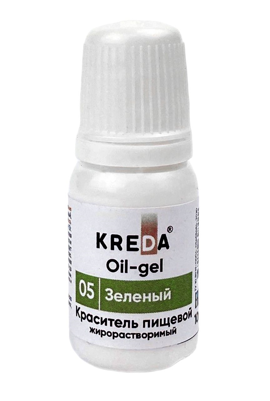 Краситель пищевой Kreda Bio Oil-gel, жирорастворимый, зелёный, 10 мл