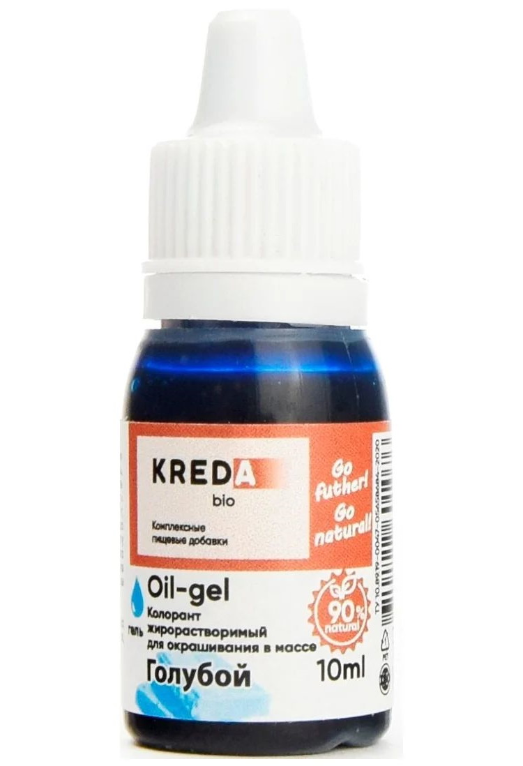 Краситель пищевой Kreda Bio Oil-gel, жирорастворимый, голубой, 10 мл