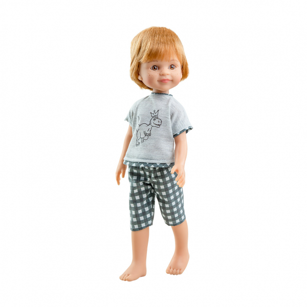Одежда для кукол Paola Reina Пижама с динозавром для кукол 32 см пижама для кукол 40 44 см 3 вещи текстиль на липучках