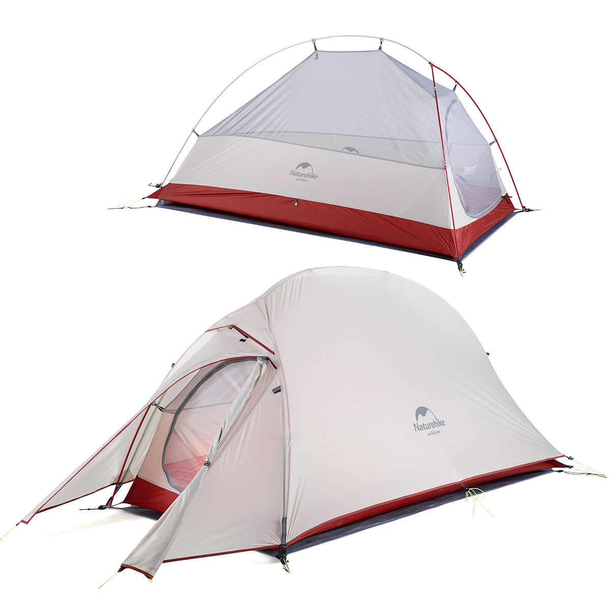 

Палатка Naturehike Cloud up 1 20D NH18T010-T, треккинговая, 1 место, серо-красный, Серый;красный, NH18T010-T