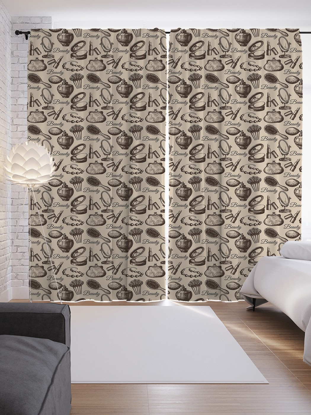 

Шторы JoyArty с фотопечатью "Атрибуты модницы" из сатена, 290х265 см, Атрибуты модницы