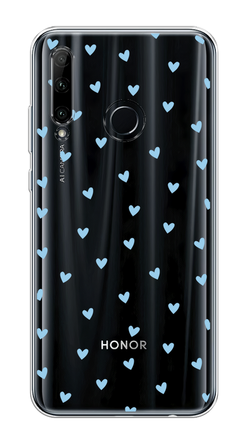 

Чехол на Honor 10i/20e/Huawei P Smart Plus 2019 "Голубые сердечки паттерн", Голубой;прозрачный, 69250-1