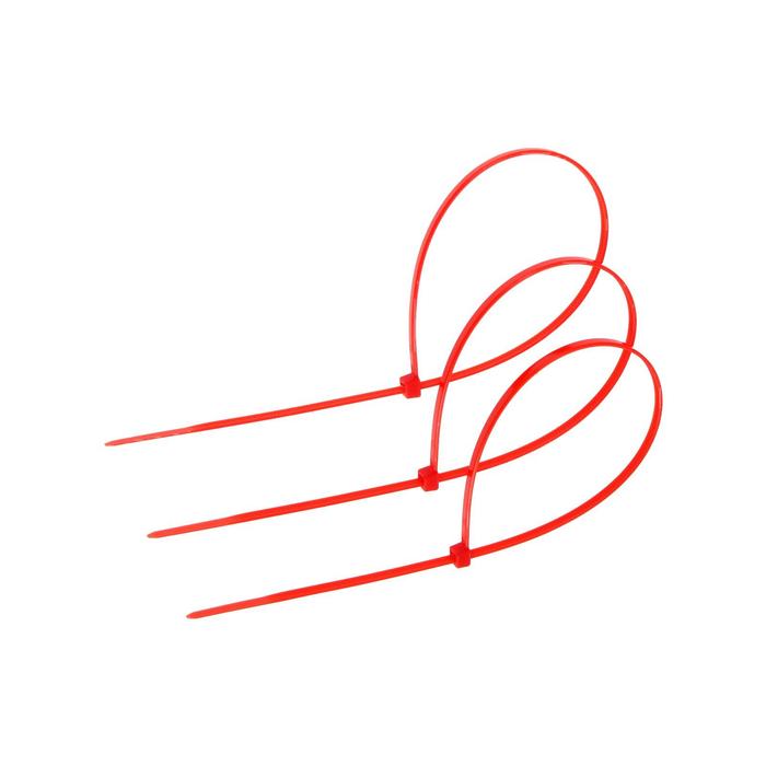 Хомут нейлоновый ТУНДРА krep,  для стяжки, 3.6х300 мм, цвет красный, в упаковке 100 шт. кабельные стяжки fortisflex велькро ксв 16х210 мм красный