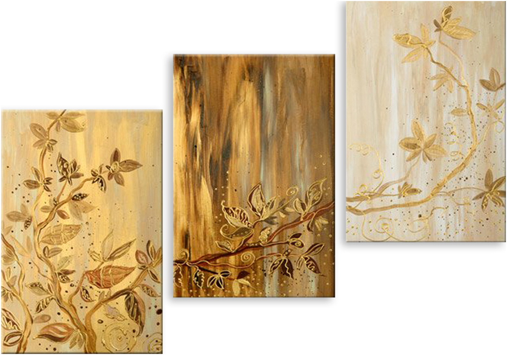 

Картина модульная на холсте Модулка Золотая веточка 150x109 см, 4811