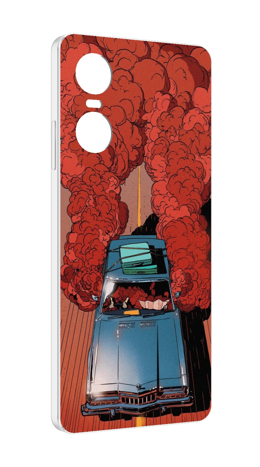 

Чехол MyPads машина мчится с дымком для Tecno Pop 6 Pro, Прозрачный, Tocco