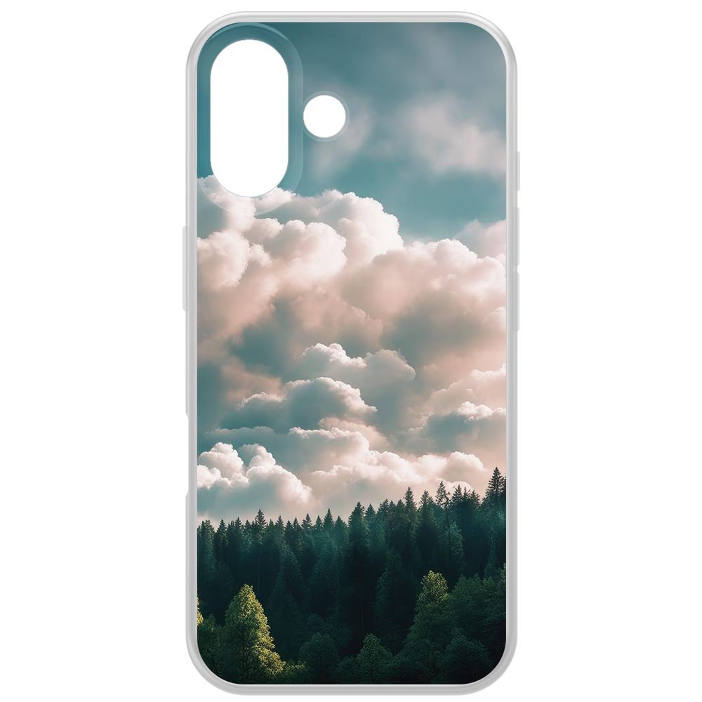 

Чехол-накладка Krutoff Clear Case Облачно для iPhone 16, Прозрачный