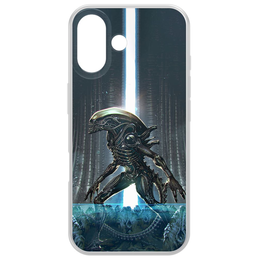 

Чехол-накладка Krutoff Clear Case Чужой. Тревога для iPhone 16, Прозрачный