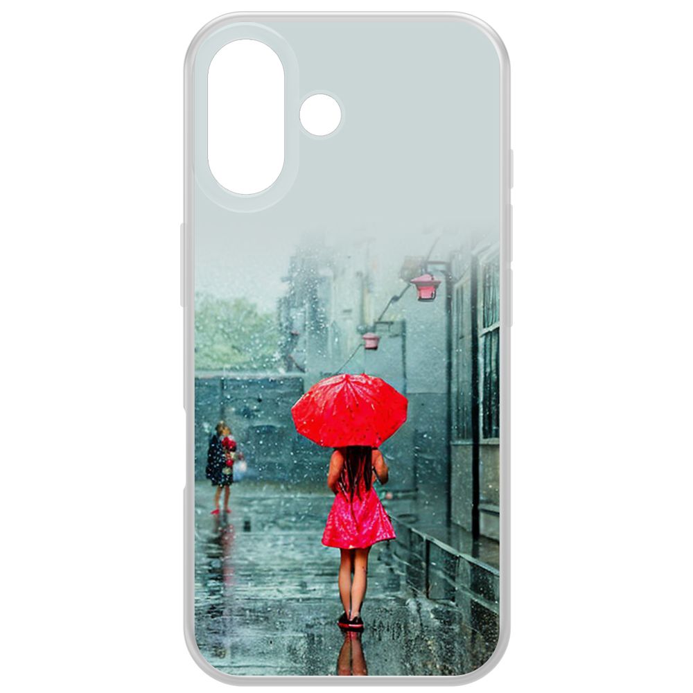 

Чехол-накладка Krutoff Clear Case Красный зонтик для iPhone 16, Прозрачный
