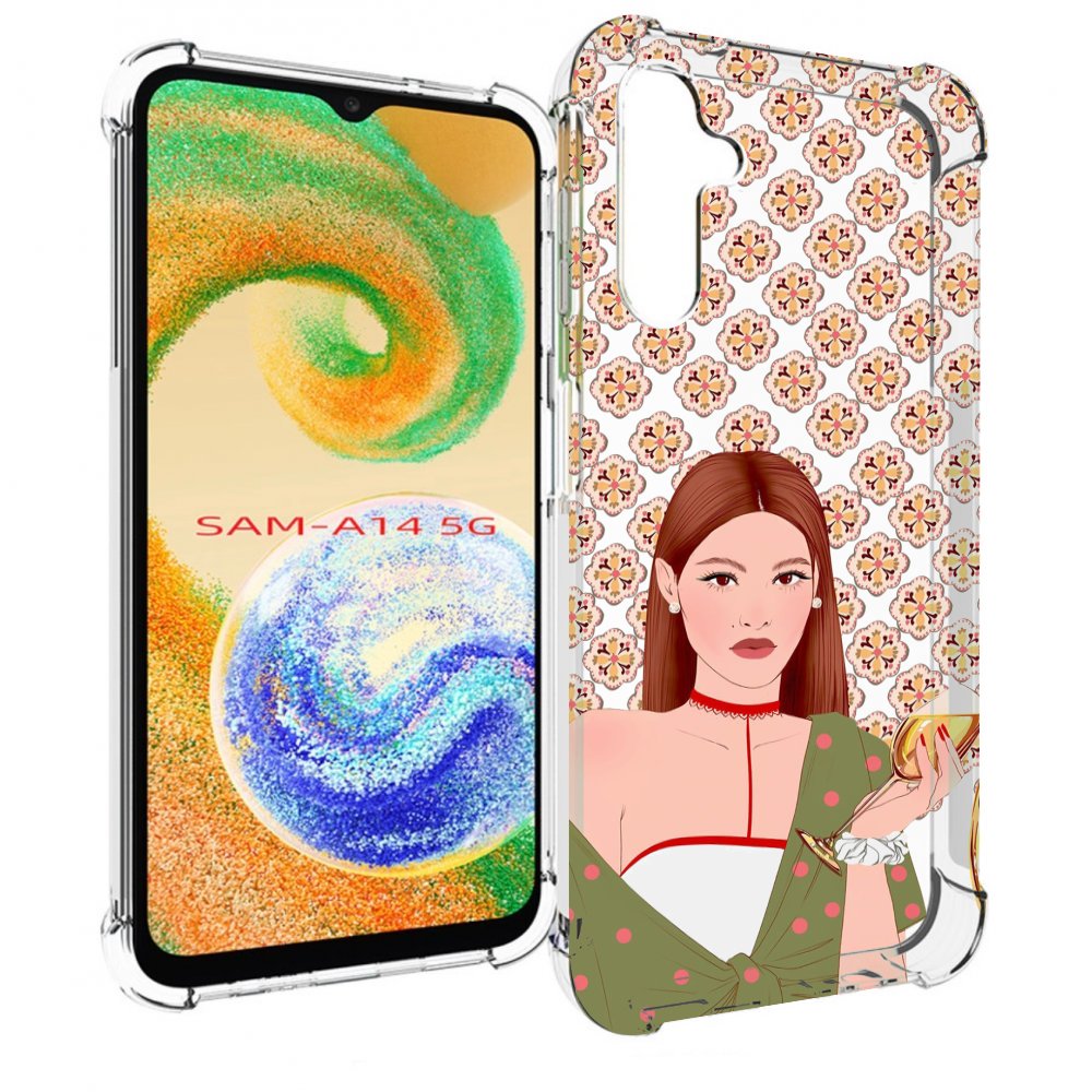 

Чехол MyPads девушка-с-вином-рисунок женский для Samsung Galaxy A14 5G, Прозрачный, Tocco