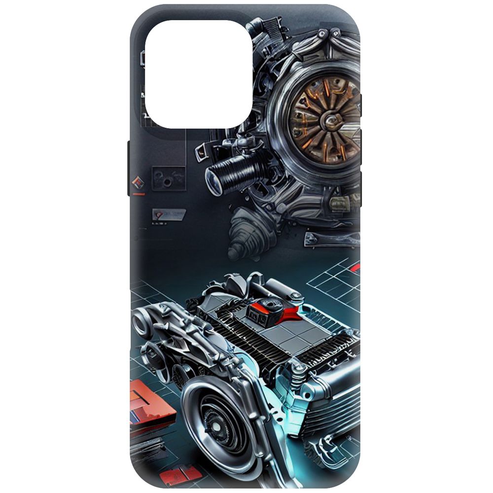 

Чехол-накладка Krutoff Soft Case Моторы для iPhone 16 Pro Max черный