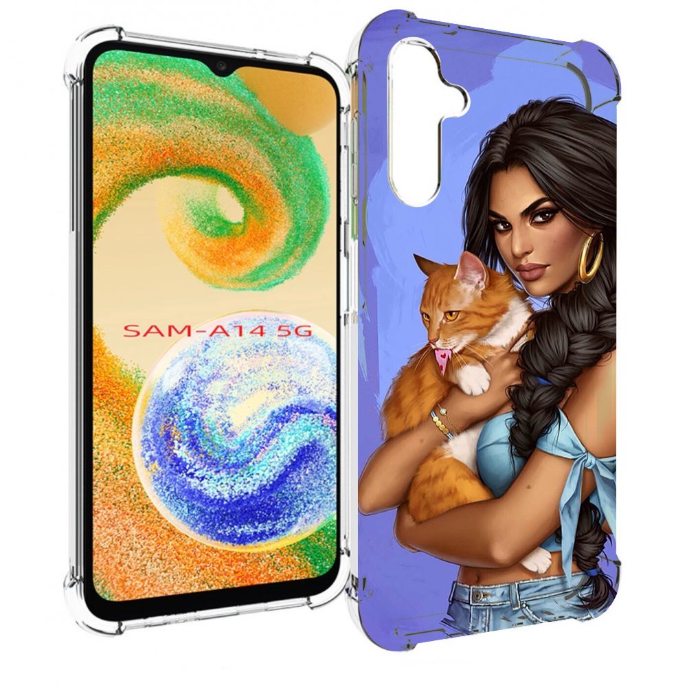 

Чехол MyPads девушка-красивая-с-синим-фоном женский для Samsung Galaxy A14 5G, Прозрачный, Tocco