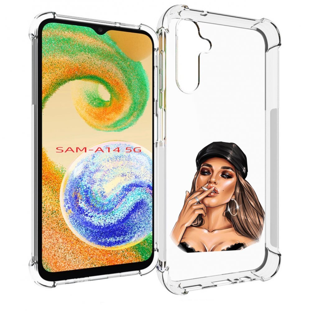 

Чехол MyPads девушка-в-шапке-с-сигаретой для Samsung Galaxy A14 5G, Прозрачный, Tocco