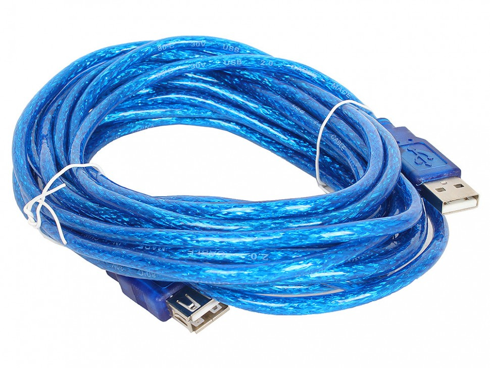 фото Дата-кабель noname usb a(m)-usb a(f) 10.0м (синий) nobrand