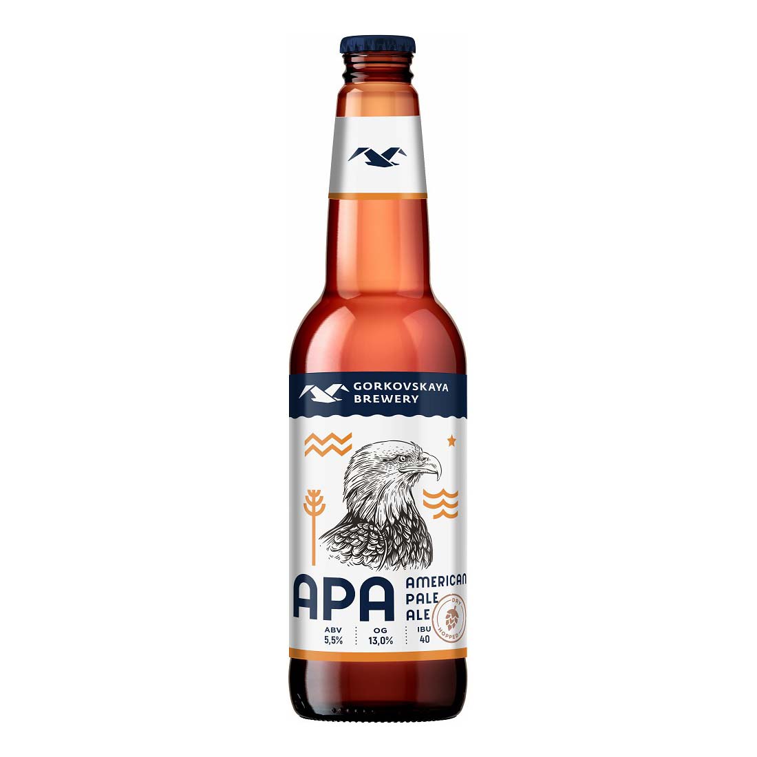 

Пиво Горьковская пивоварня American Pale Ale светлое нефильтрованное пастеризованное 5,5%
