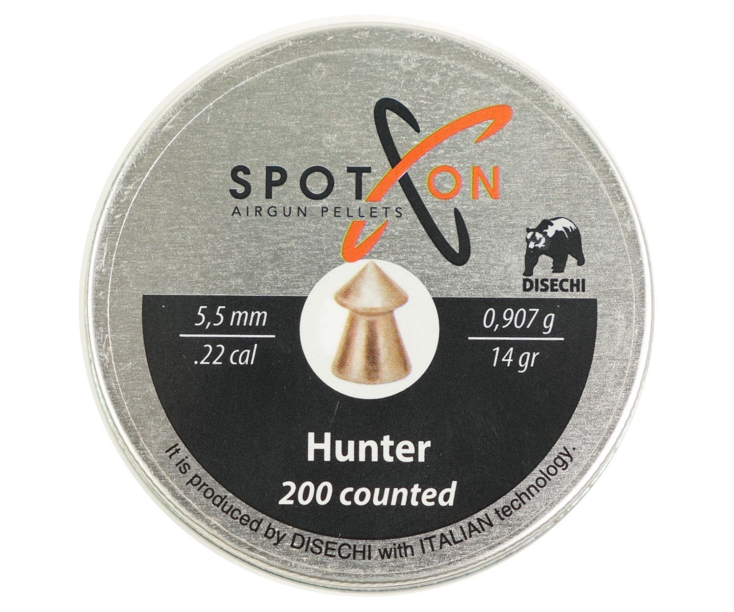 

Пуля пневм. SPOTON Hunter 5,5 мм, 0,907 гр. (200 шт), Серебристый, Hunter