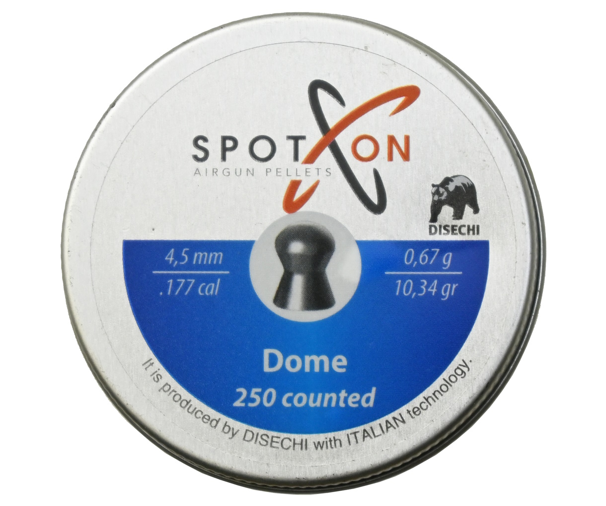 

Пуля пневм. SPOTON Dome 4,5 мм, 0,67 гр. (250 шт), Серебристый, Dome