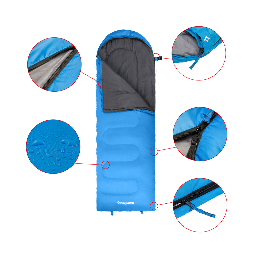Спальный мешок KingCamp Oasis 250XL синий, правый