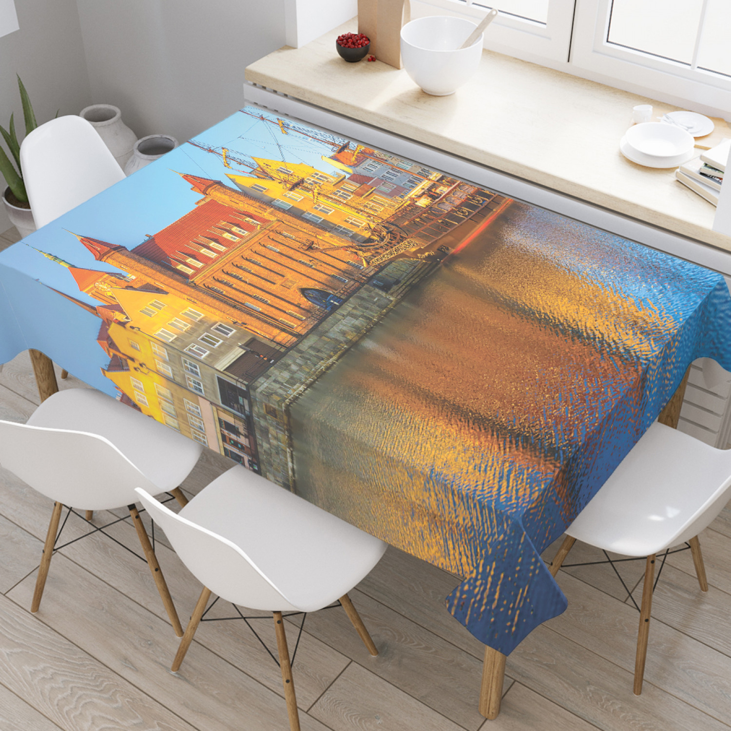 

Скатерть прямоугольная JoyArty "Утро в Гданьске" из оксфорда, 120x145 см, Коричневый, Утро в Гданьске