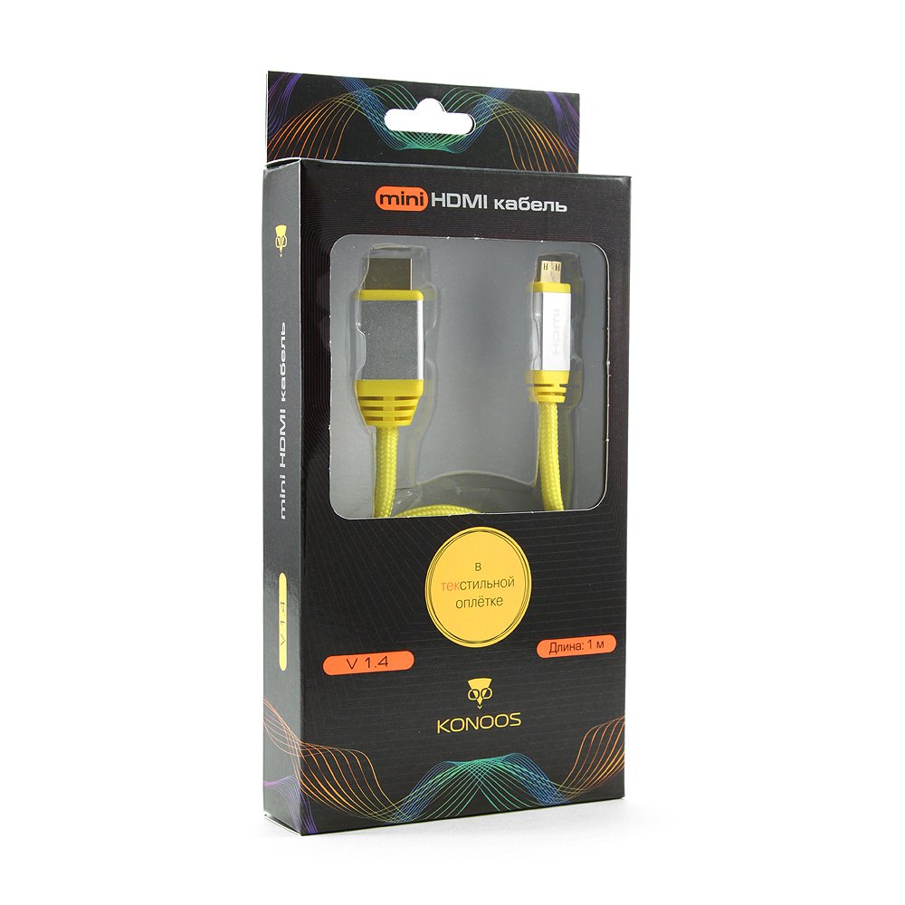 фото Кабель konoos kcp-hdmicny hdmi - micro hdmi 1м yellow