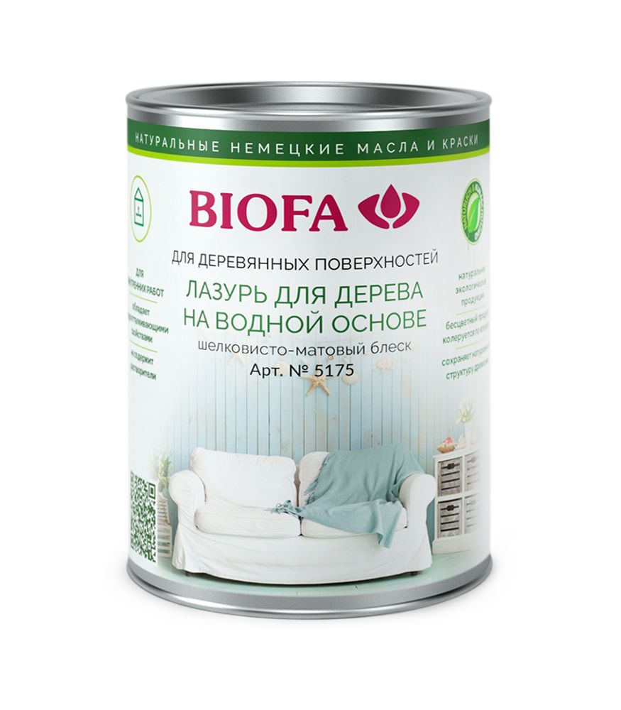 

Лазурь для дерева Biofa 5175 (на водной основе) / Лазурь для дерева Биофа 5175 / 2,5 литр, Прозрачный