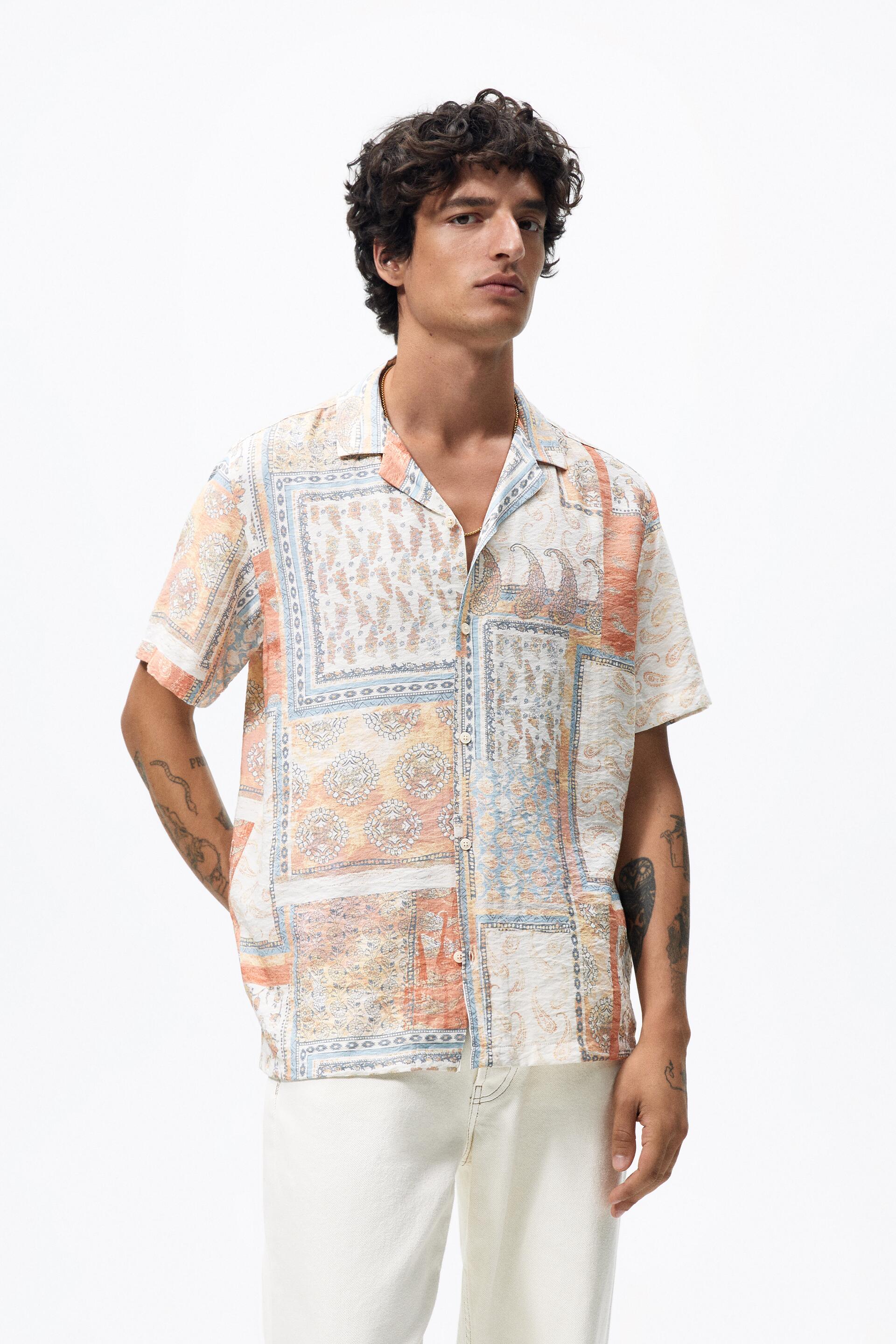 

Рубашка мужская ZARA 07545218 оранжевая S (доставка из-за рубежа), 07545218