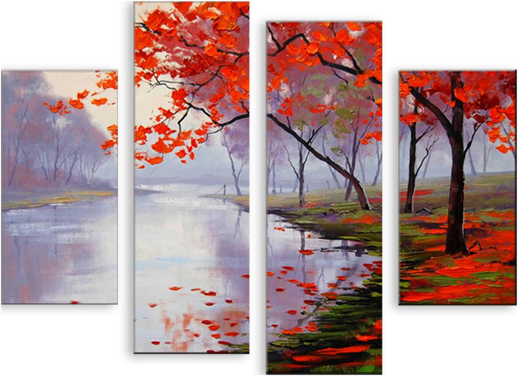 

Картина модульная на холсте Модулка Багряный лес 90x72 см, 473
