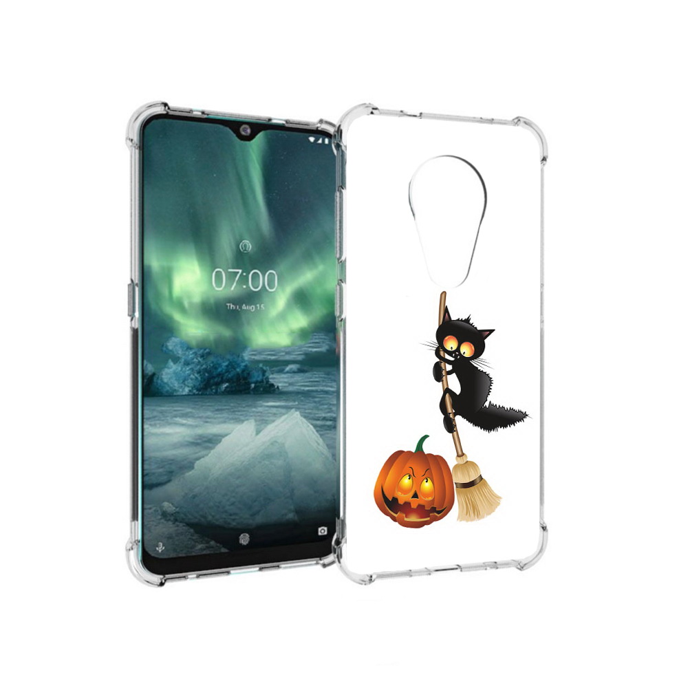 

Чехол MyPads Tocco для Nokia 7.2 хэлуинский котик (PT139171.105.667), Прозрачный, Tocco