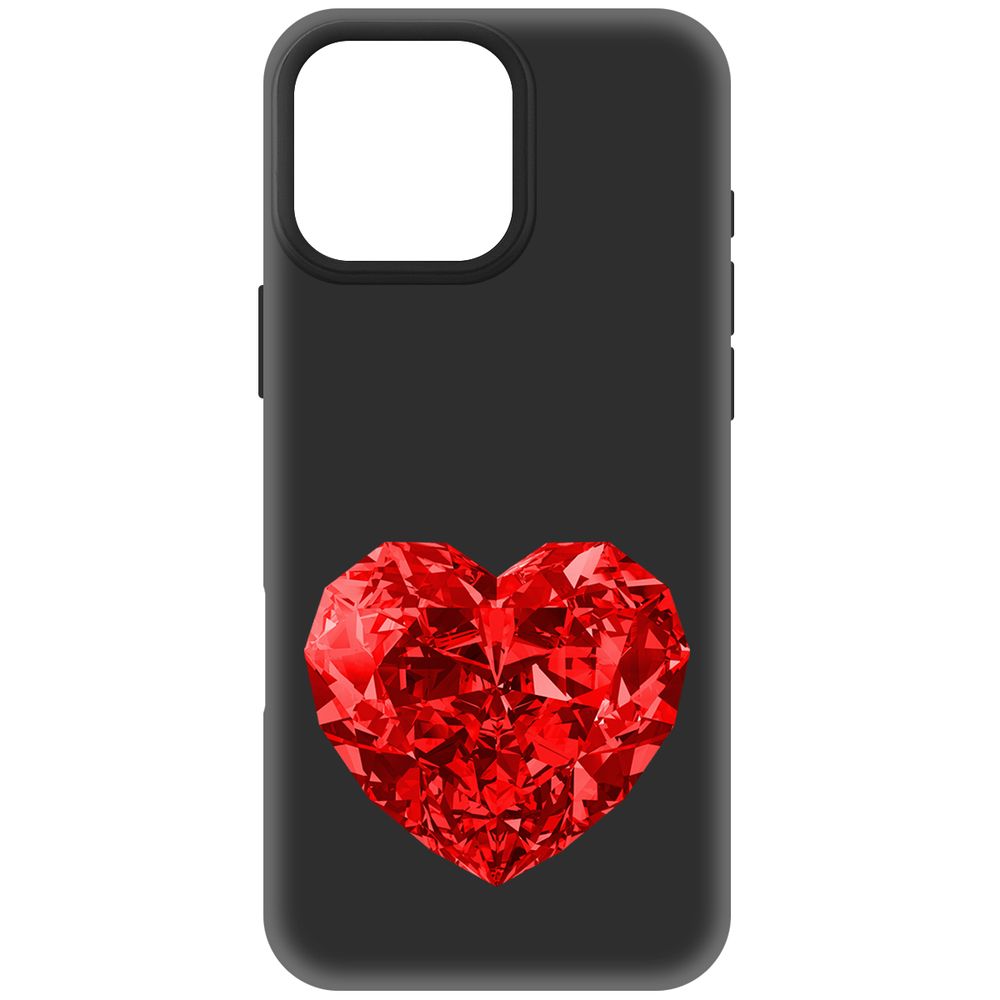 

Чехол-накладка Krutoff Soft Case Рубиновое сердце для iPhone 16 Pro Max черный
