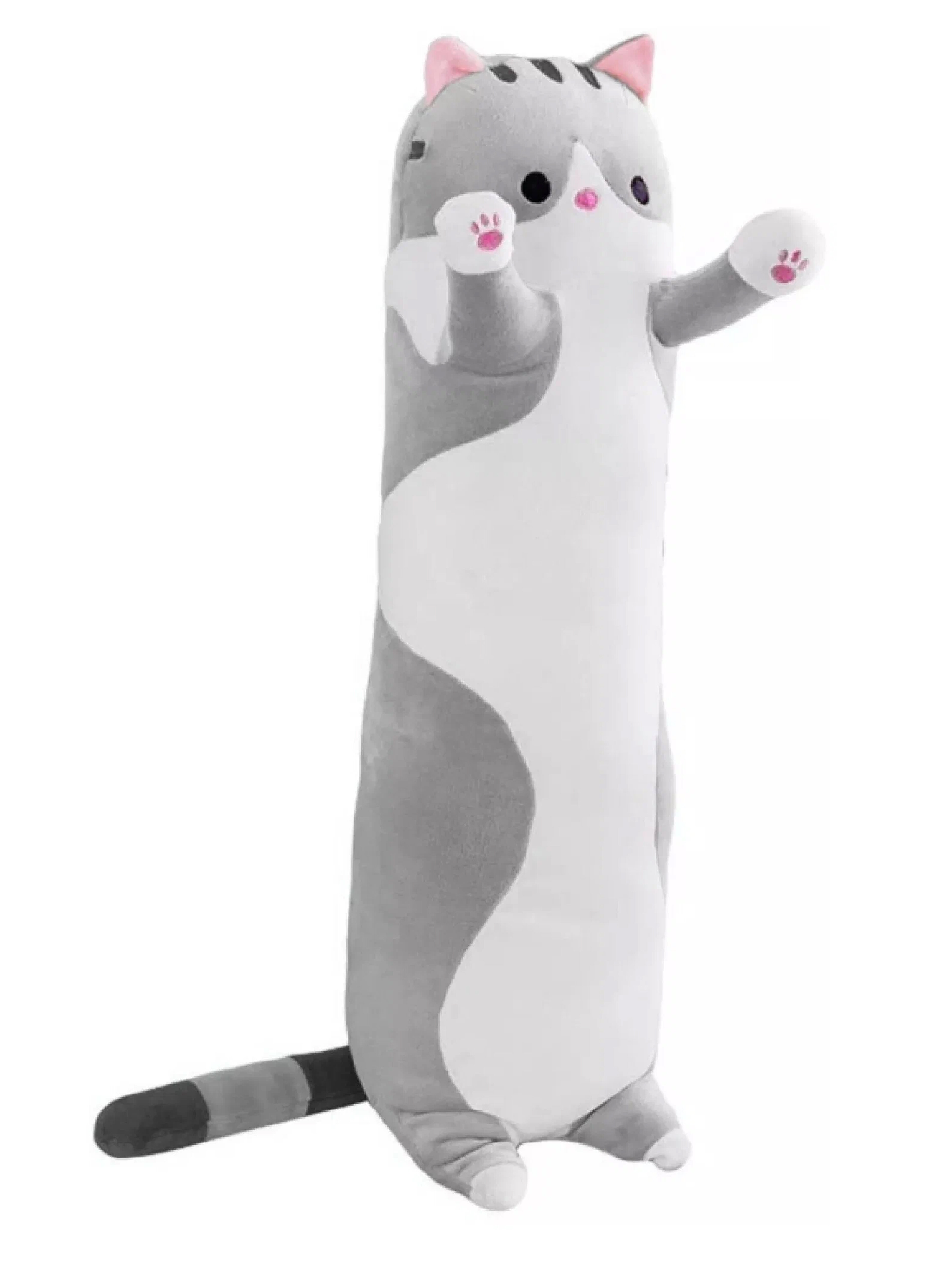 Мягкая игрушка La-LaLand Кот-батон, серый, 70 см кот батон худой 70 см мягкая игрушка подушка длинный серый обнимашка антистресс кот ба