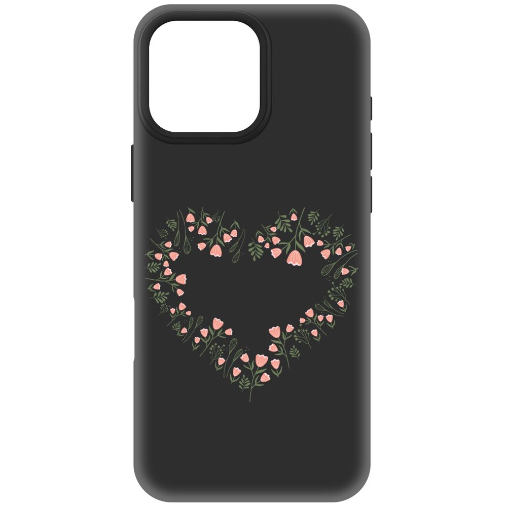 

Чехол-накладка Krutoff Soft Case Цветочное сердце для iPhone 16 Pro Max черный