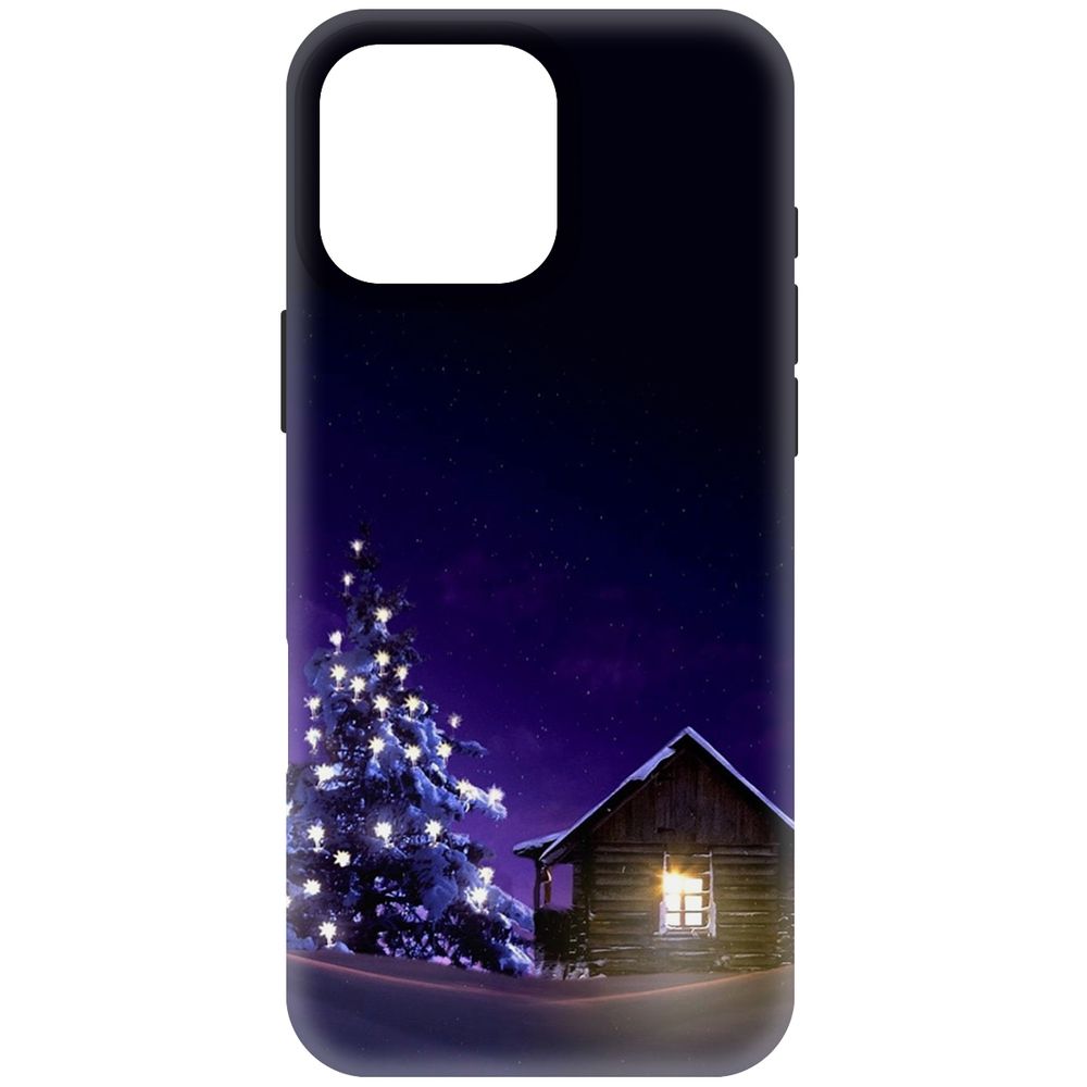 

Чехол-накладка Krutoff Soft Case Зимний домик для iPhone 16 Pro Max черный