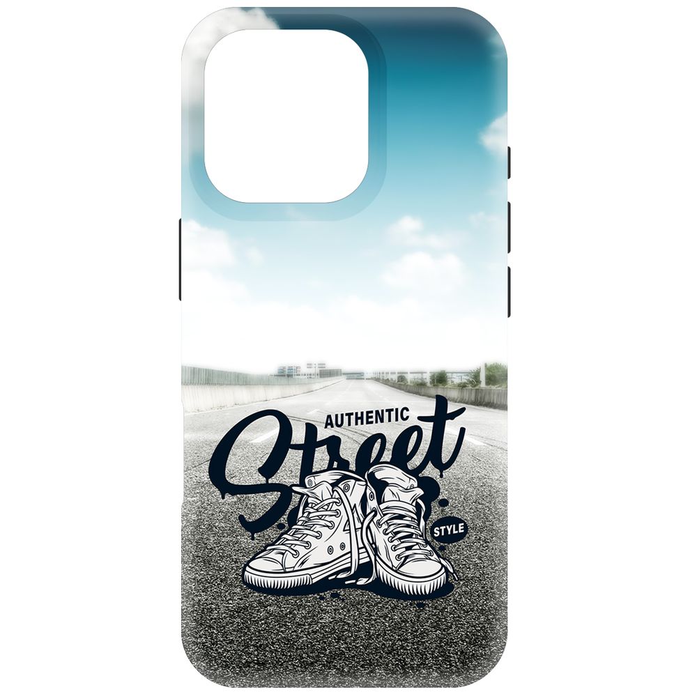 

Чехол-накладка Krutoff Soft Case Кроссовки мужские Уличный стиль для iPhone 16 Pro черный