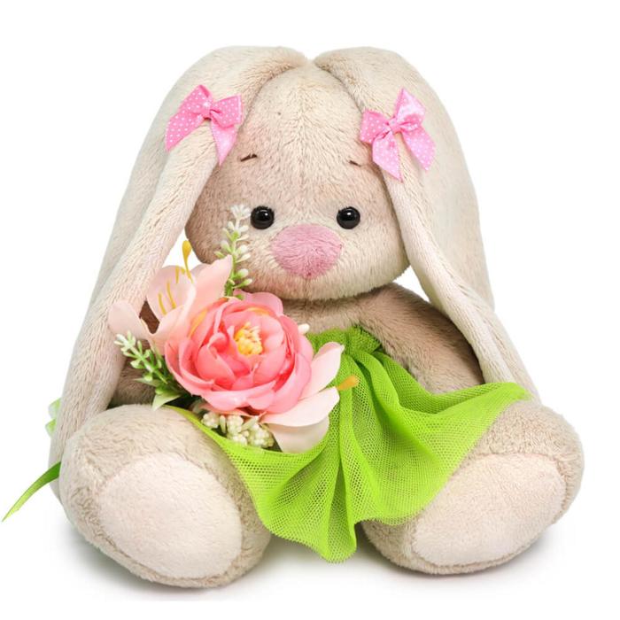 

Мягкая игрушка Зайка Ми, с летним букетом, 15 см