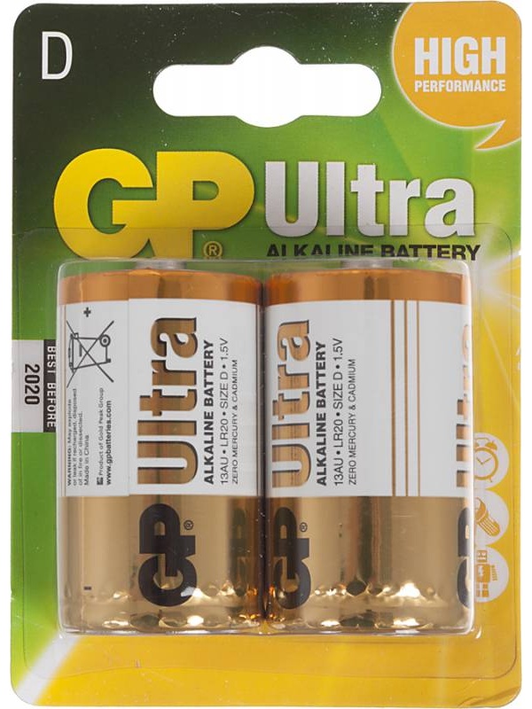 Батарейка GP LR20 Ultra Alkaline 13AU-CR2 2шт