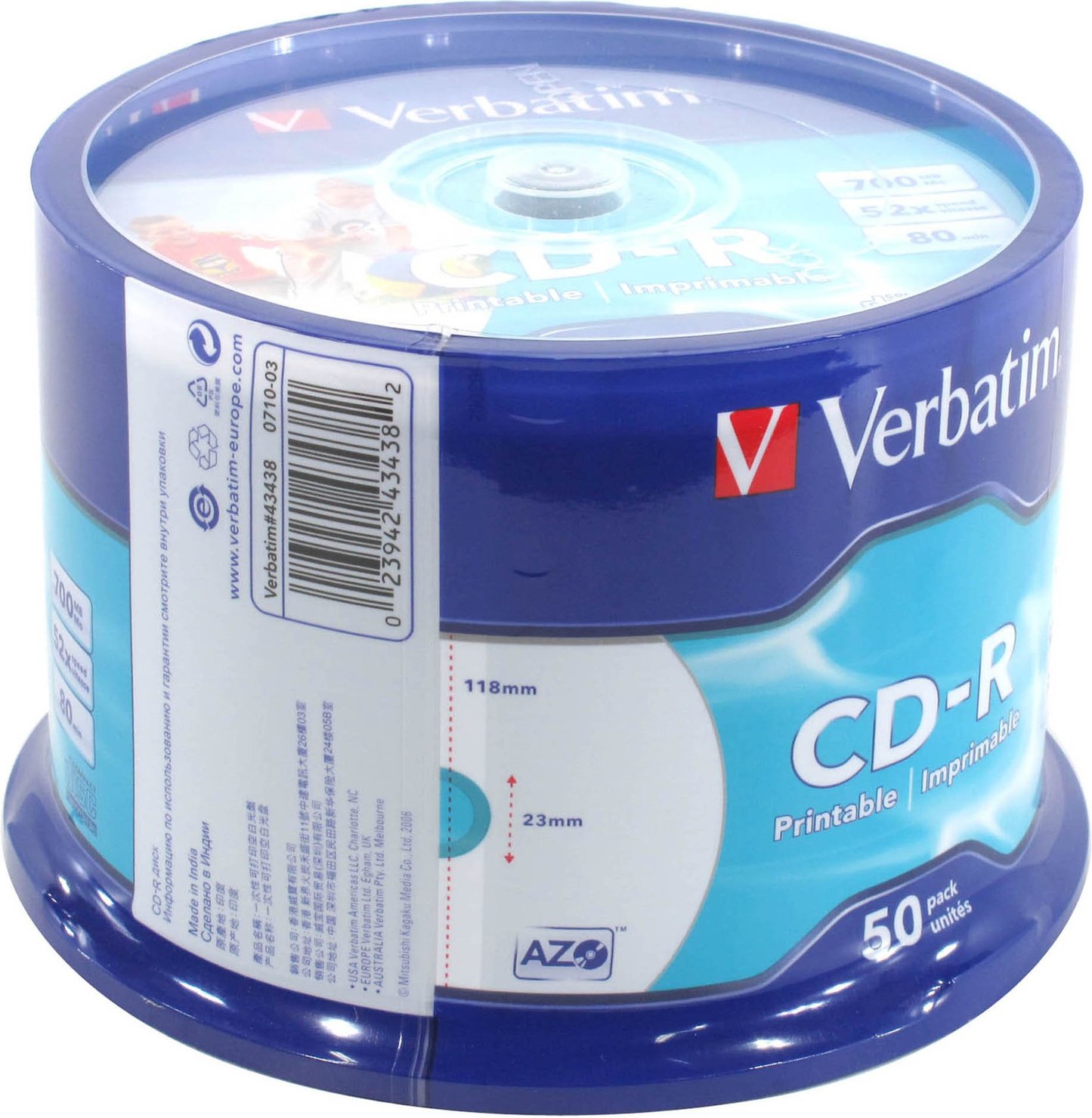 

Диск cd-r Verbatim CD-R Mymedia 700Mb 52x Pack Wrap Printable (50шт) (69206) 50шт. (69206), CD-R Mymedia 700Mb 52x Pack Wrap Printable (50шт) (69206)