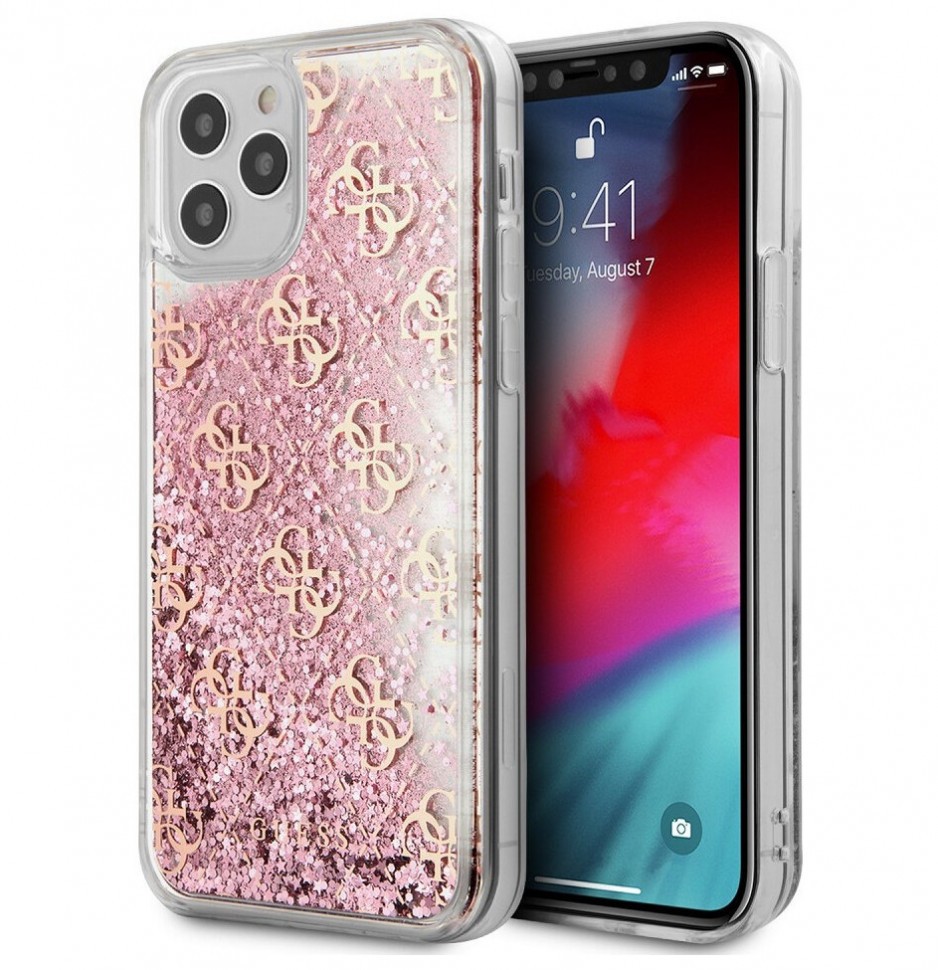 фото Чехол cg mobile guess liquid glitter 4g iphone 12 pro max "розовое золото"