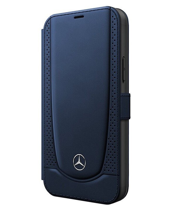 фото Чехол cg mobile mercedes leather urban smooth/perforated booktype iphone 12/12 pro синий