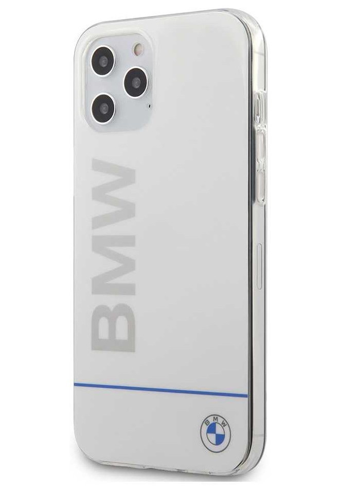 фото Чехол cg mobile bmw signature blue line printed logo iphone 12/12 pro белый