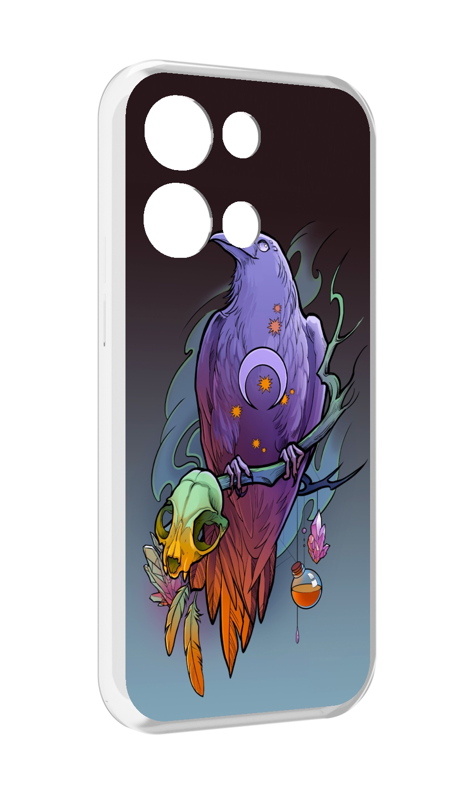 

Чехол MyPads фиолетовый ворон на ветке для OPPO Reno8 Pro, Прозрачный, Tocco